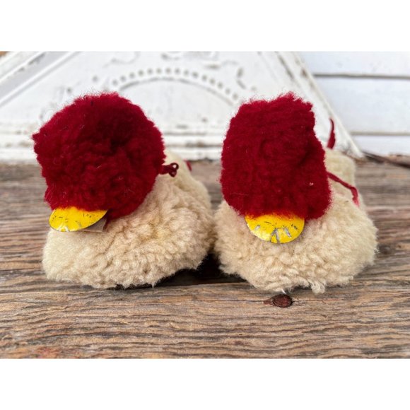 Vintage 1950s child wool Fuzzy Duck Slippers With Clicker Beak - Picture 10 of 16